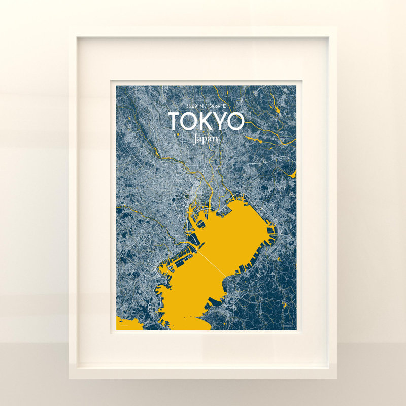 Tokyo City Map in Amuse 1 Piece Wall Art, 20cm H x 16cm W x 0.05cm D