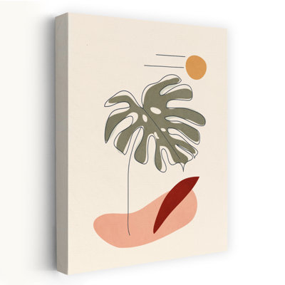 «Monstera Leaf Desert Sun Abstract Modern Organic Nature Plant», reproduction d'art