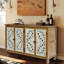 Buffet décoratif moderne - rangement 4 portes avec portes. Aspect vieilli, pour le couloir de la salle à manger. Finition peinte, conception