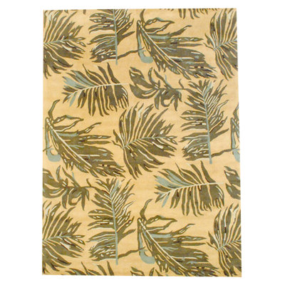 Tapis jaune / vert touffeté à la main