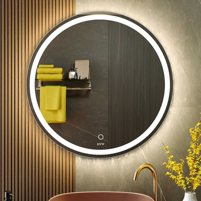 Maielle Round Bathroom LED Lighted Mirror, Illuminated Dimmable Anti-FogMakeup Vanity Mirror