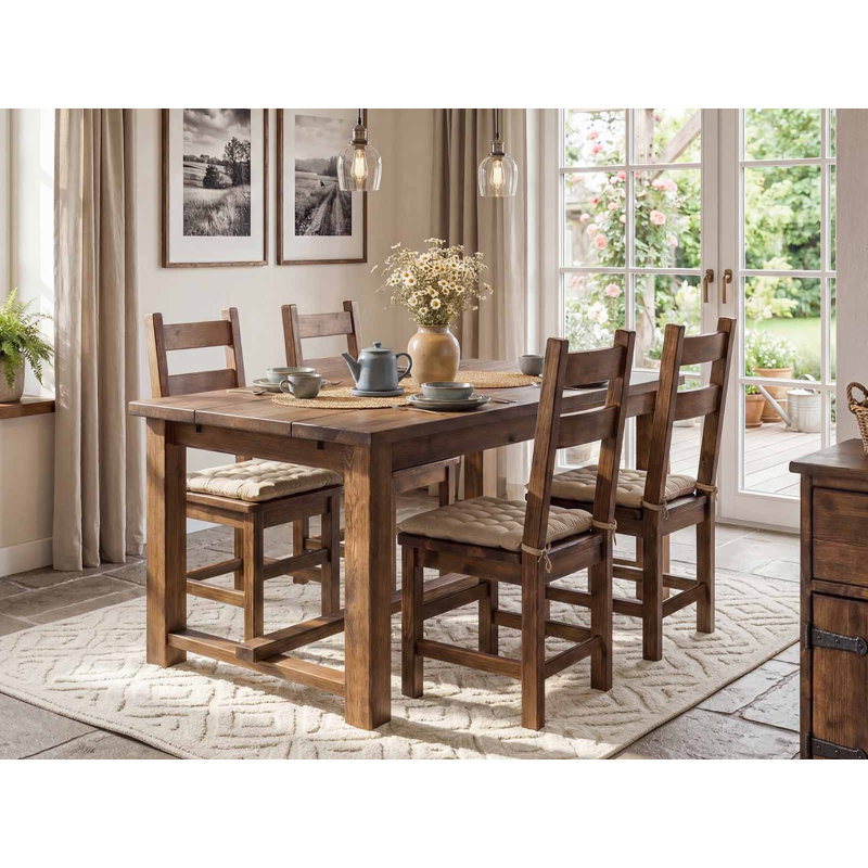 Desmon Pine Solid Wood Dining Table, H78 x L90 x W160cm