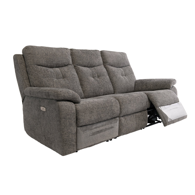 Modena 3 Seater Genuine Leather Electric Reclining Sofa, Graphite