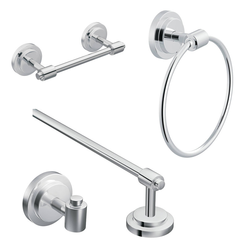 Iso 4 Piece Bathroom Hardware Set, Chrome
