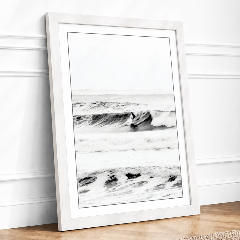 Tempestuous Shore Coastal - Framed Print, A2 - 59.4 x 42.0 cm, White