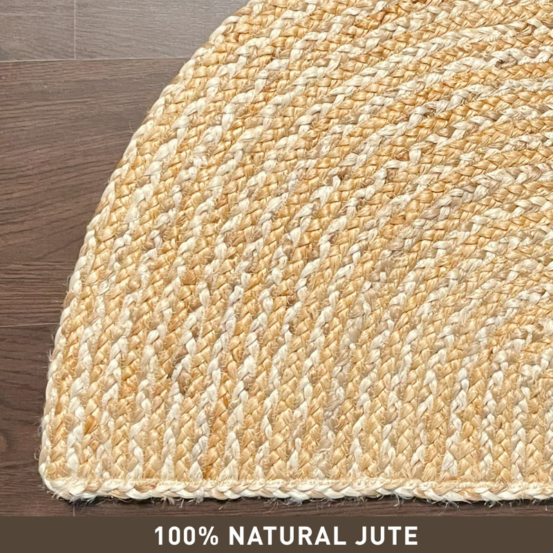 Tapis naturel tressé à la main, Demi-cercle 1 pi 6 po x 2 pi 6 po