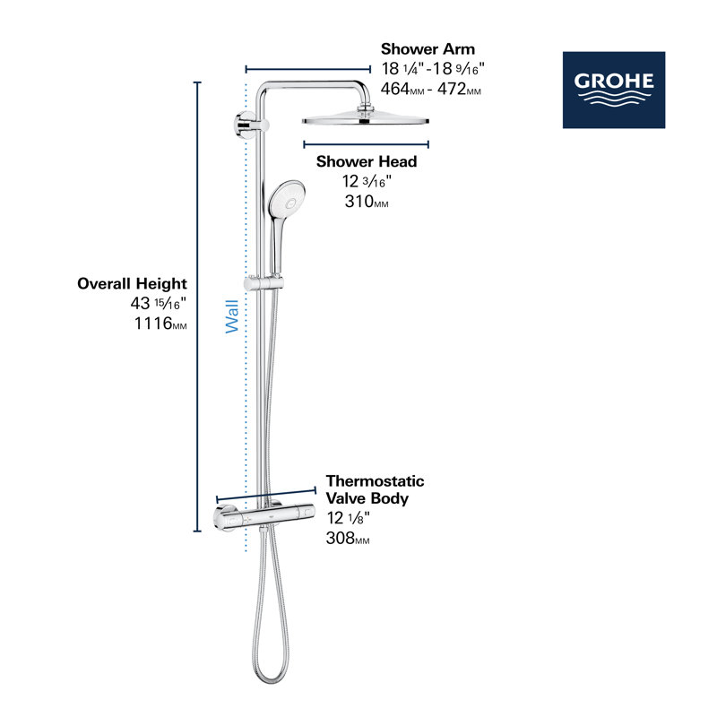 Euphoria 310 CoolTouch Thermostatic Shower System, Starlight Chrome