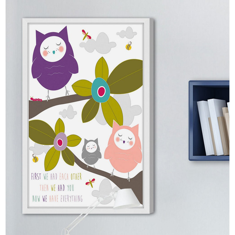 «Owls Mauve», reproduction encadrée, H 36 po x l 24 po