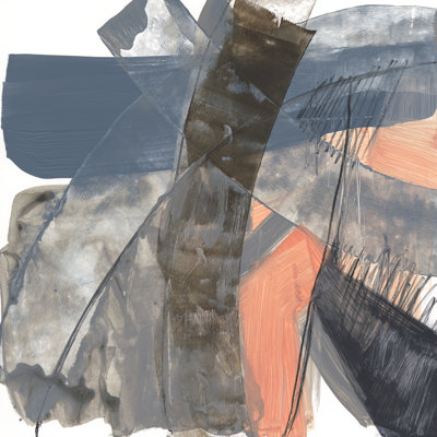 Neutrals And Coral II by Jennifer Goldberger - Wrapped Canvas Painting
