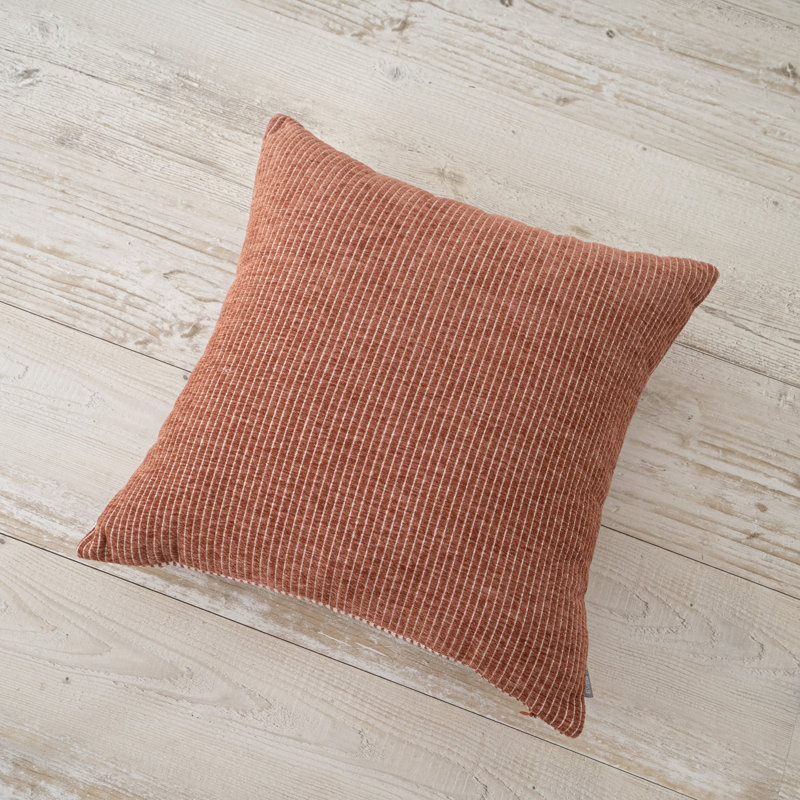 Copper Brown Reversible Woven Striped Chenille Square Pillow