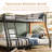 Twin Over Full Bunk Bed, Metal Bunk Bed Frame With Ladder, Safety Rail & Steel Slats, Space-Saving Bunk Beds For Kids Teens Adults, Noise Free For Dorm Bedroom, No Box Spring Needed