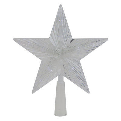 8" Clear Crystal Star Led Christmas Tree Topper - Clear Lights