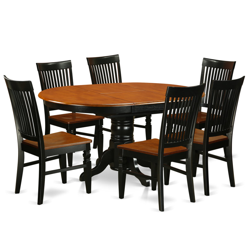 Dufferin Solid Wood Top Pedestal Dining Set, Black