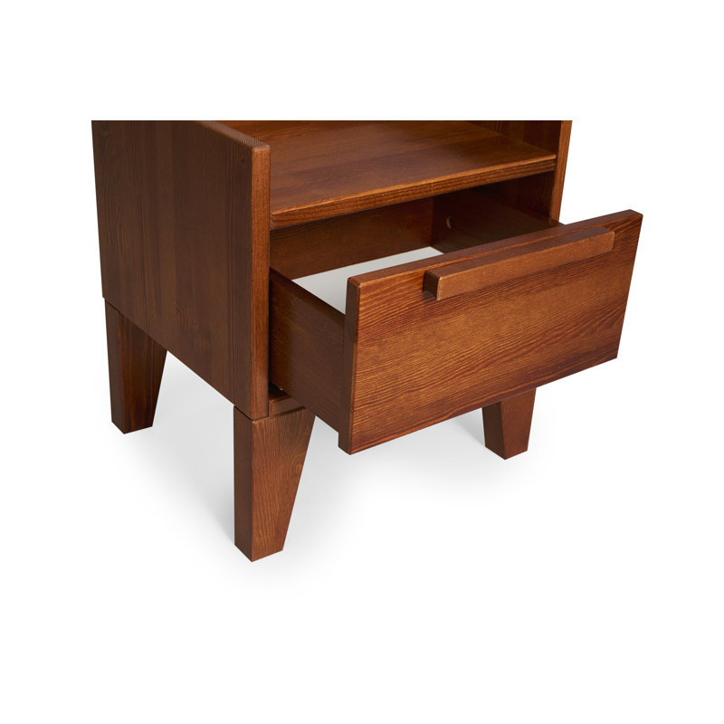 Jovanni 40cm W Solid Wood Bedside Table, Walnut