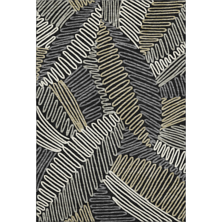Premium Machine Washable Prisco Black Rug