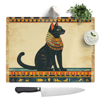 Egyptian Cat Vol.5  Glass Chopping Board