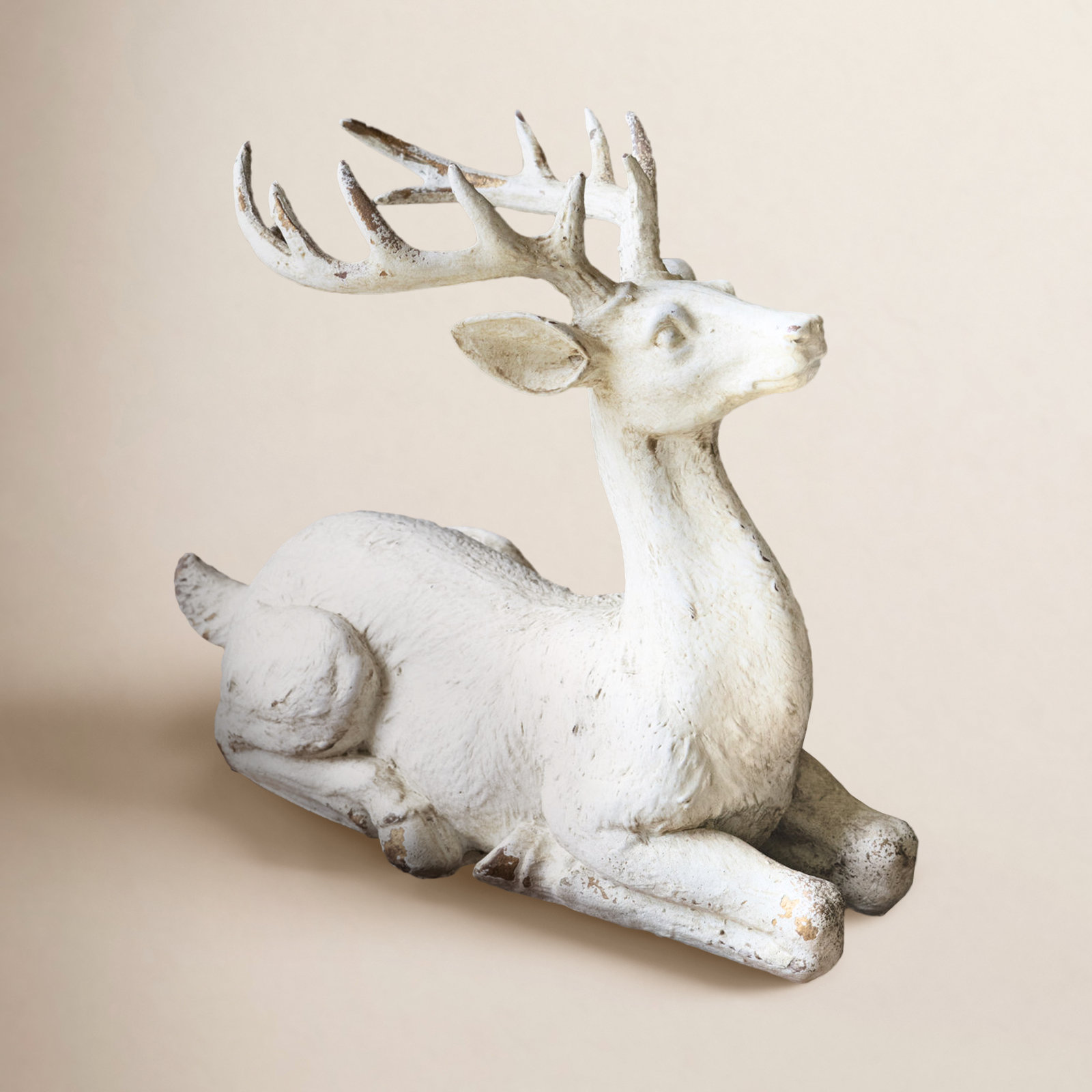 Faux Concrete Reindeer Holiday Figurine