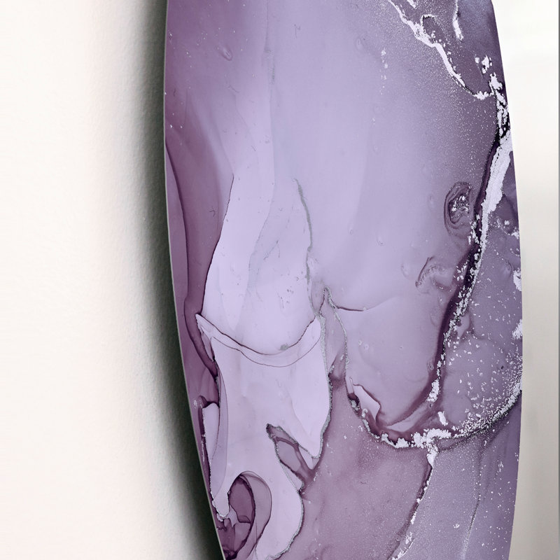 Encre de marbre mauve et grise mauve - art mural moderne en métal, H 23 po x l 23 po x P 1 po