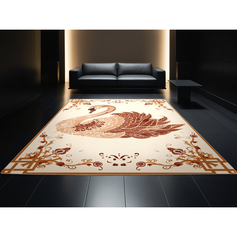 Tapis oriental beige lavable à la machine Pavnes Swan, 6 X 9