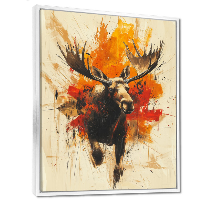 Gilma Amber Colours Wild Moose Energy I - Moose, reproduction d'art encadrée, H 32 po x l 16 po, Blanc