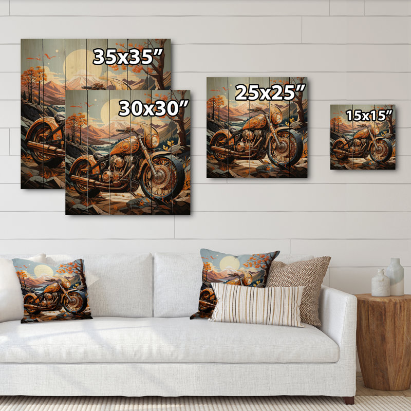 " Motorcycle Wanderlust II ", 35" H x 35" W x 0.78" D
