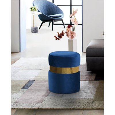 Hailey 14.5" Wide Velvet Round Cocktail Ottoman
