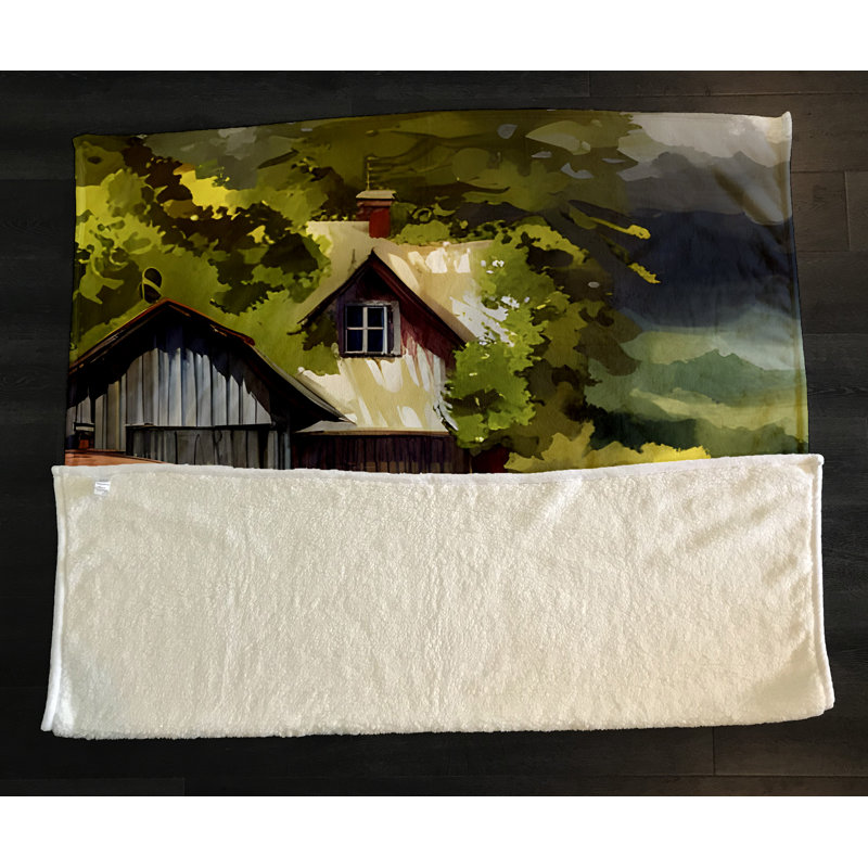Throw Blanket, 68" W x 80" L, Abstract, Green/Brown/Yellow