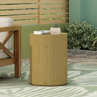 Table d'appoint cylindrique rétro, finition brun antique, réaliste, idéale pour la chambre à coucher comme table de chevet, supportant les lampes et les livres