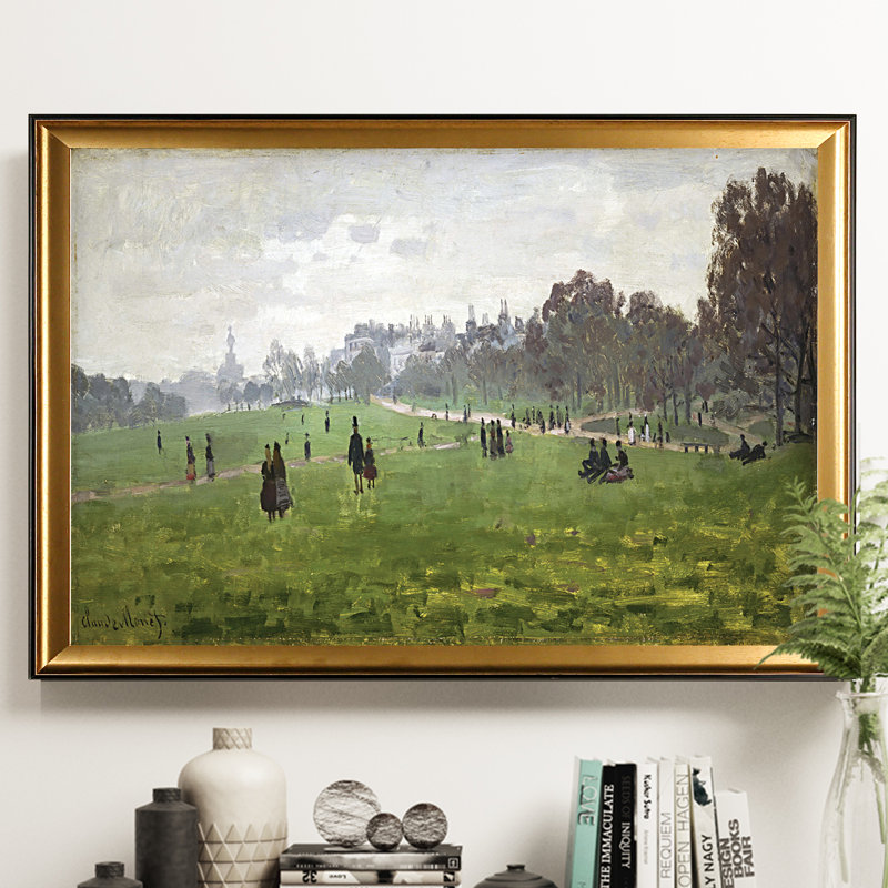« green park on london », reproduction d’impression, H 31 po x l 43 po x P 1,5 po, Cadre doré, Blanc mat