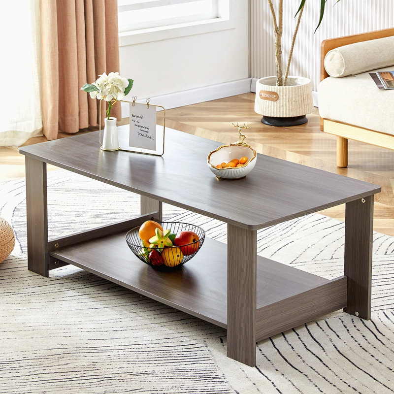 Table basse, table à thé et table basse rectangulaire moderne en bois à deux couches Modern , Gris