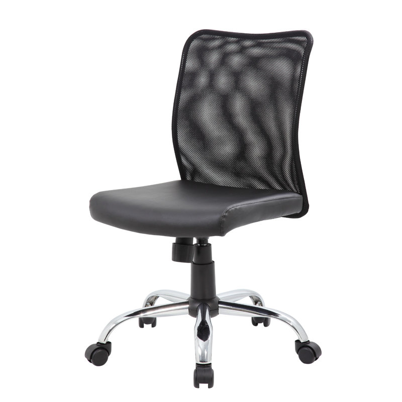 Lene Task Chair, Black Mesh And Caressoft Vinyl, Chrome, Tilt Tension