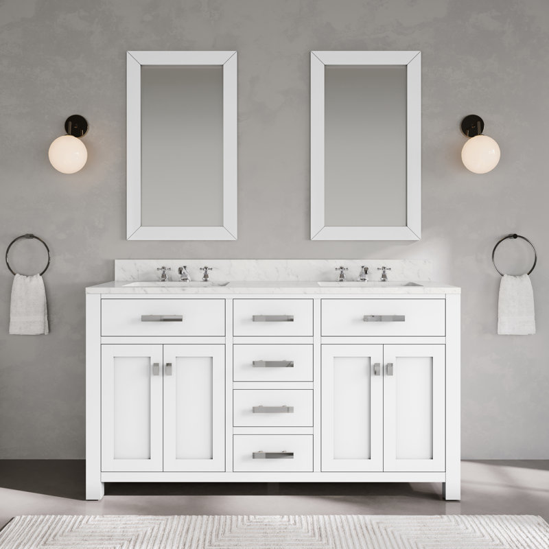 Ensemble de meuble-lavabo double 60 po Minnetrista, Blanc