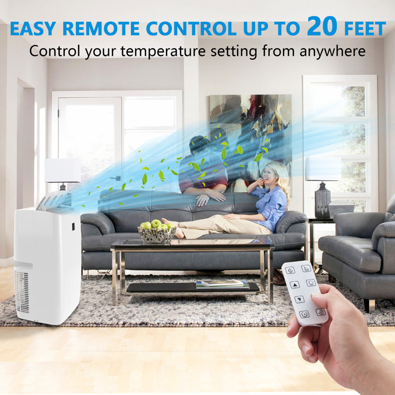 Climatiseur portatif avec télécommande, refroidissement, déshumidificateur et ventilateur pour le salon et la chambre à coucher