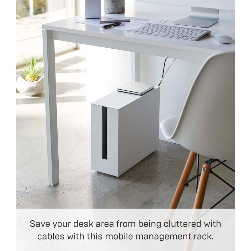 White Steel Rolling Cable Management Box with Wheels