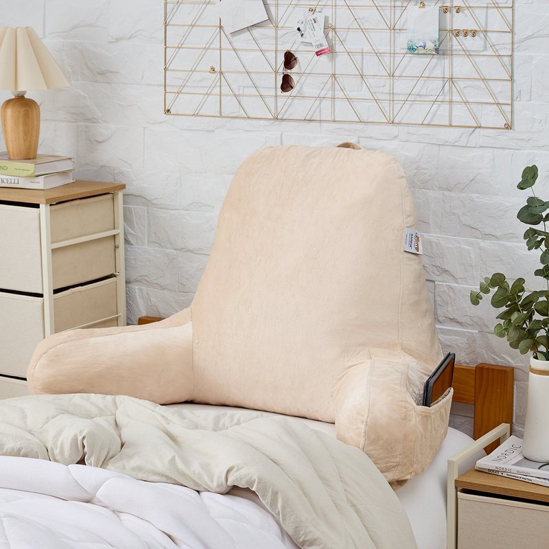 Rainha College Bedrest Reading Pillow, Cream