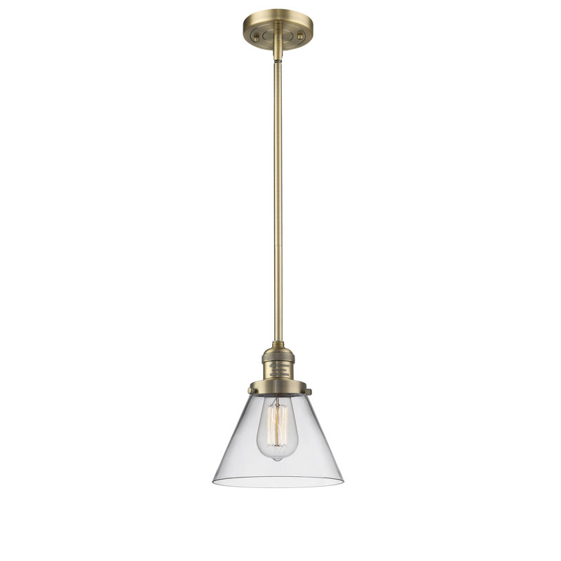 Milardo 1 - Light Single Pendant, Clear, 8" H x 6" W x 6" D, Brushed Brass