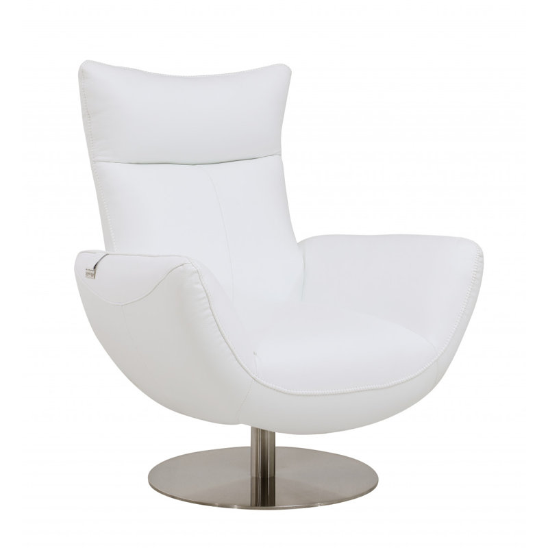 Modern Lounge Chair – Top-Grain Italian Leather, White Genuine Leather