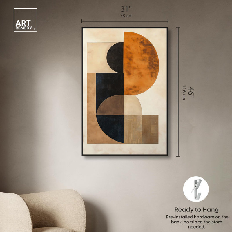 Toile «Divided Circle II» par Art Remedy, H 46 po x l 31 po, Cadre flottant noir