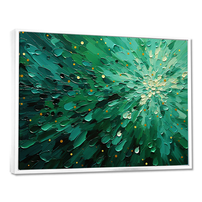 Décoration murale Emerald Euphoria II - Paysages abstraits, Reproduction avec cadre flottant, H 12 po x l 20 po, Blanc