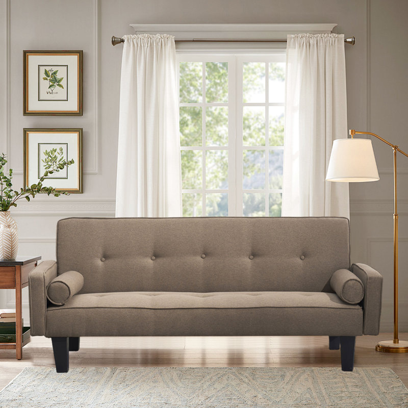Futon avec matelas capitonné 71,6 po Ilta, Lin brun