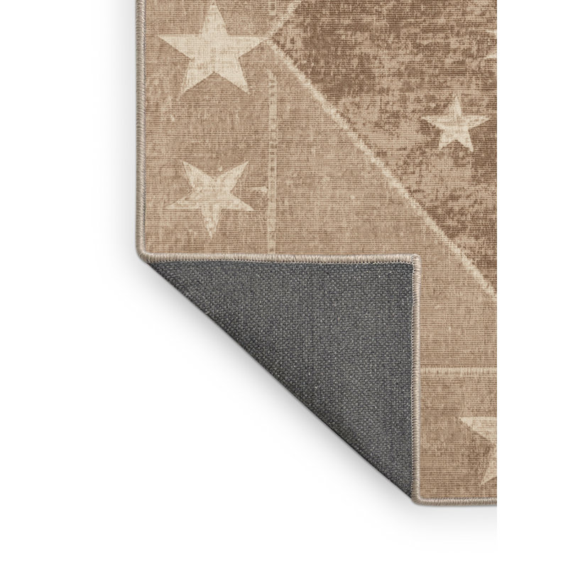 Soft Plush Estrada July 4Th Modern & Contemporary Abstract Area Rug in Brown – Beige Binding, 3x5