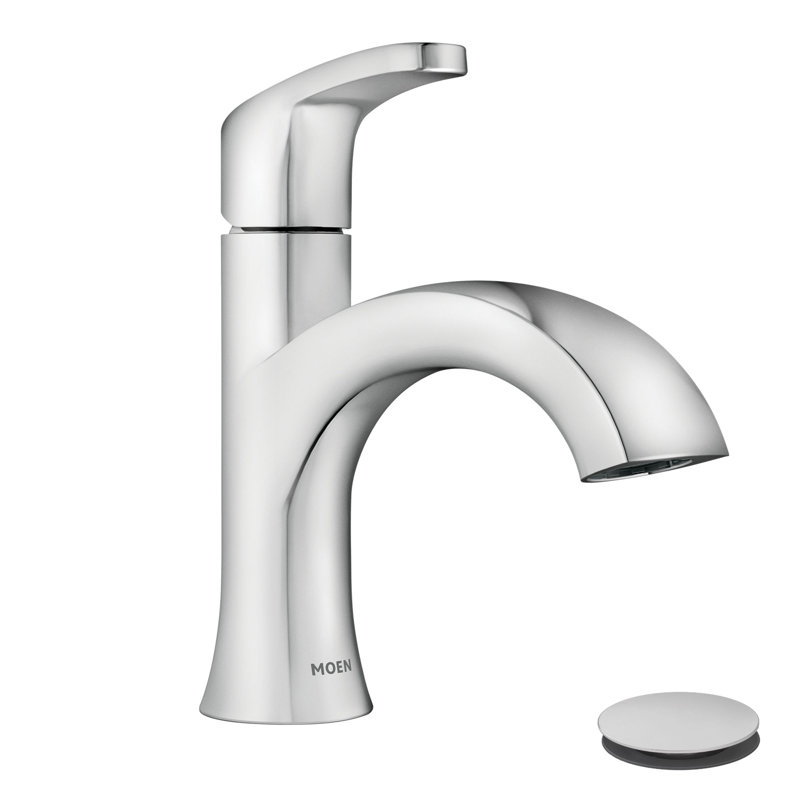 Moen Karis Single Handle Bathroom Faucet with Push Down Drain, Deckplate Included, Chrome