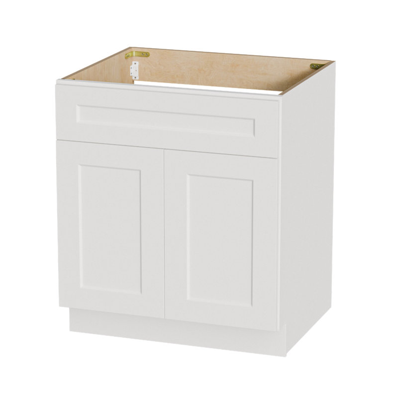 Armoire de base 30 po en bois massif, profondeur 24 po, double porte, prêt à assembler pour la cuisine, la salle de bain ou la salle de lavage