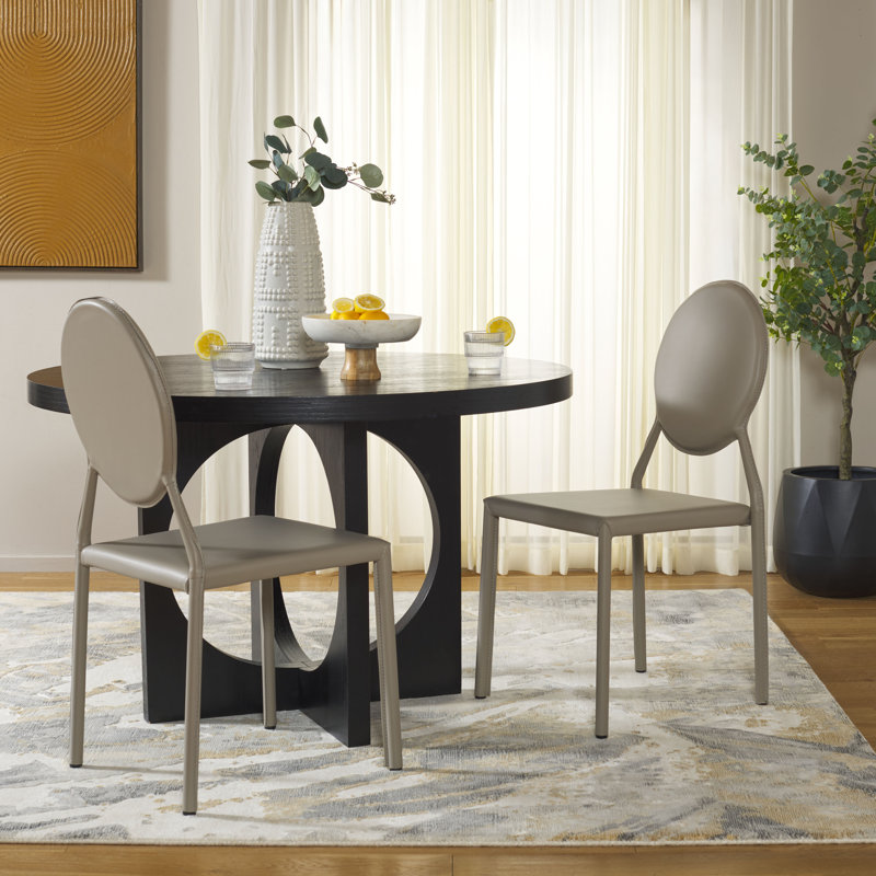 Oxon Hill 18.5'' H Faux Leather Upholstered Side Chair, Bonded Leather+Sponge - Gray