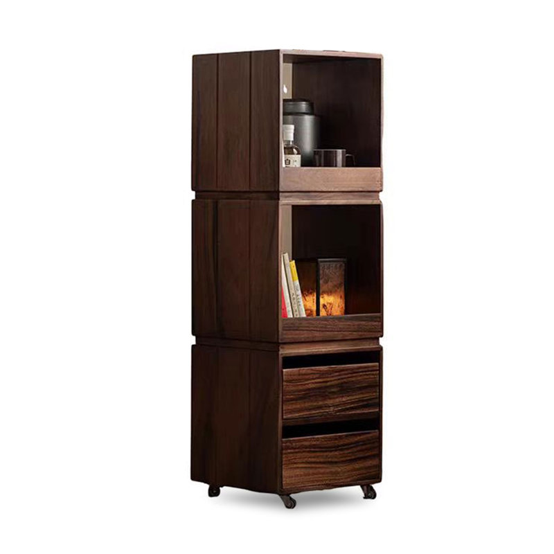 Bibliothèque de rangement moderne style minimaliste en noyer