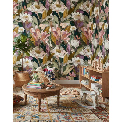 Papier peint floral, art mural moderne