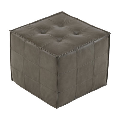 Square Top-Grain Genuine Leather Ottoman,Foot Rest Pouf