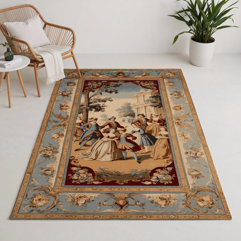 Tapis beige français d'intérieur et d'extérieur, Rectangulaire 3 pi x 5 pi