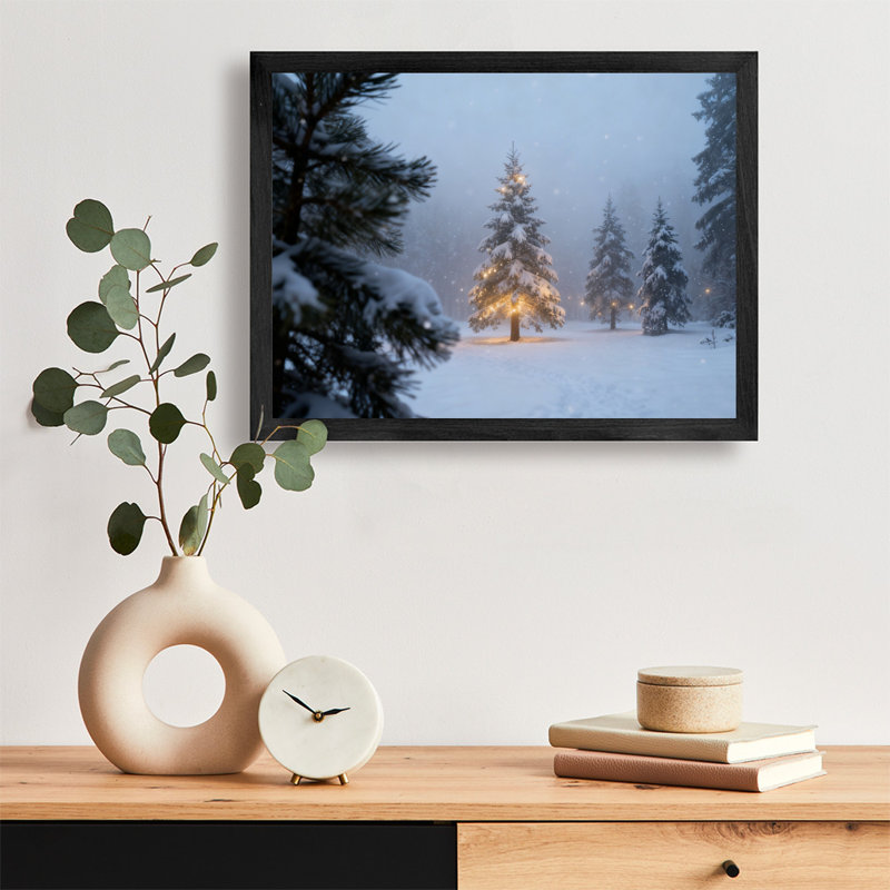 Art mural rétro noir encadré forêt de cèdres de style rétro, impressions encadrées, H 17 po x l 25 po