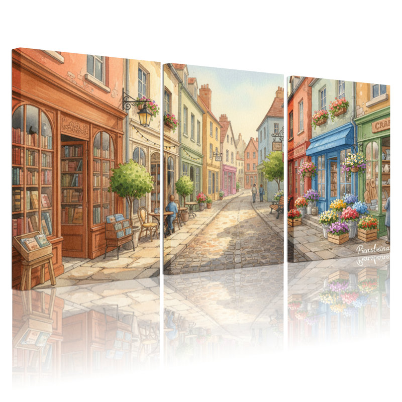 Ensemble de 3 impressions sur toile, "Scène de ville européenne charmante", H 30 po x l 60 po